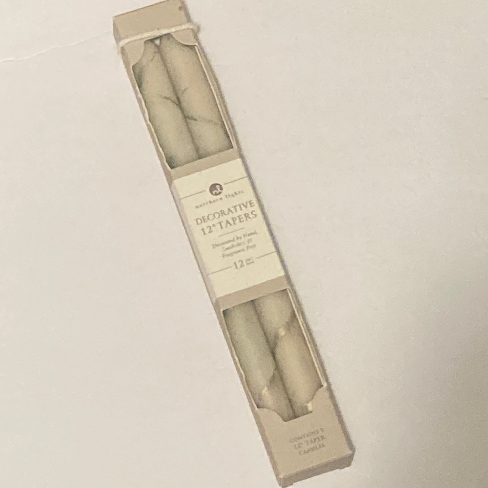 Decorative Northern Lights 12" Taper Candles in Cream - Pack of 2 New